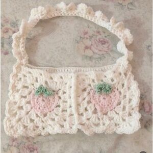 Homemade Crocheted strawberry shoulder bag
